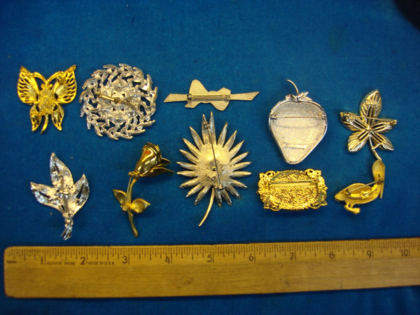 Vintage Costume Pin Lot of 10 - Unique & Usable Estate Jewelry