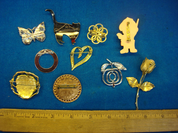 Vintage Costume Pin Lot of 10 - Unique & Usable Designs