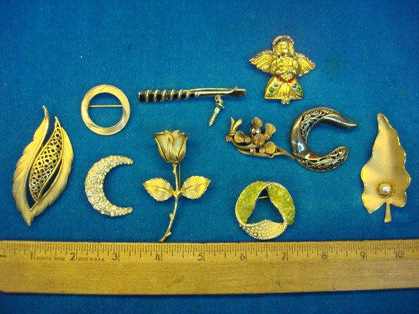Vintage Costume Pin Set of 10 - Unique & Usable Designs