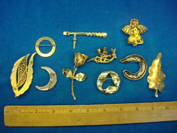 Vintage Costume Pin Set of 10 - Unique & Usable Designs