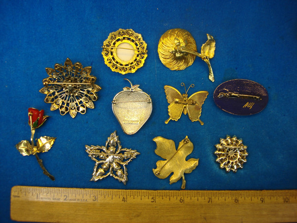 Vintage Costume Pin Lot of 10 - Unique & Usable Estate Jewelry Finds