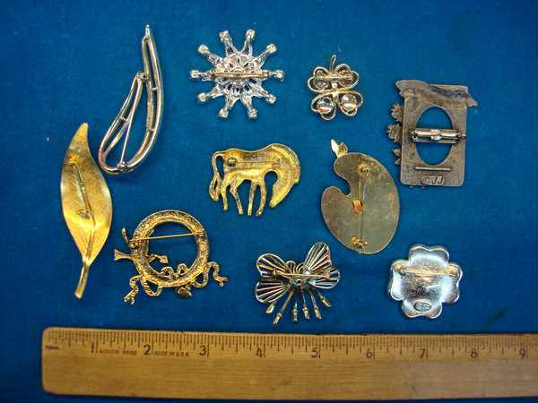 Vintage Estate Jewelry Pin Lot of 10 - Unique & Usable Costume Pins
