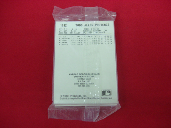 1988 Myrtle Beach Blue Jays ProCards MiLB Team Set w/ Derek Bell - Factory Sealed