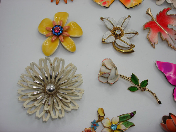 Vintage Enamel Butterfly & Flower Pins (Set of 12) - Rare Butterflies Included