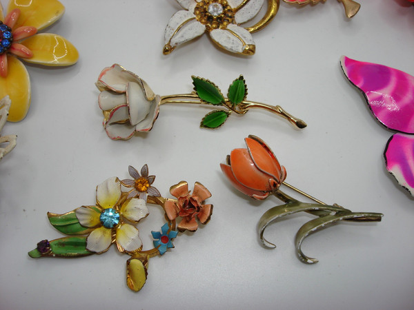 Vintage Enamel Butterfly & Flower Pins (Set of 12) - Rare Butterflies Included