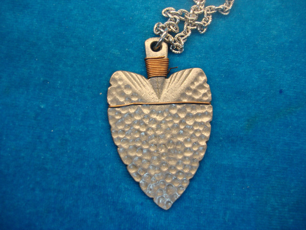 Vintage 1905 Indian Head Cent Arrowhead Pendant Necklace - Silver Chain