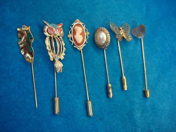 Vintage Enamel Stick Pin Lot of 6 - Unique & Collectible Pins