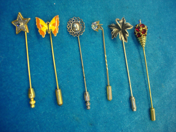 Vintage Stick Pin Collection (6 Unique Pins) - Estate Sale Find