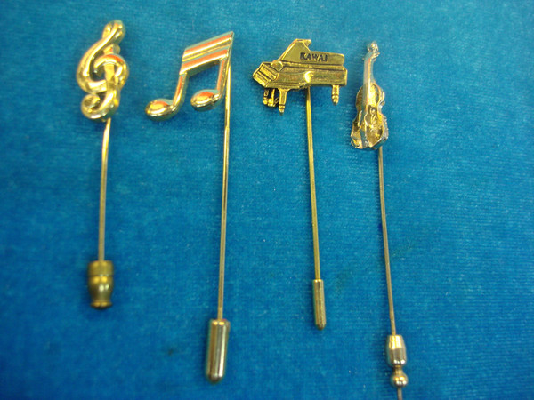 Vintage Music Themed Enamel Pins - Set of 4 Unique & Collectible