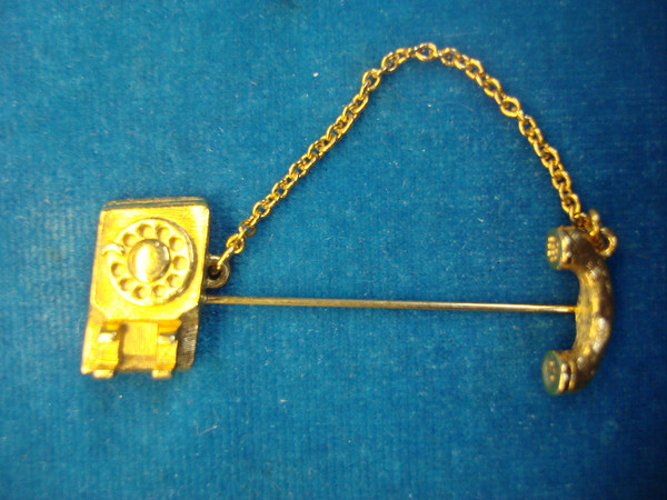 Vintage Gold Tone Dial Telephone Stick Pin - Estate Find, Excellent Condition