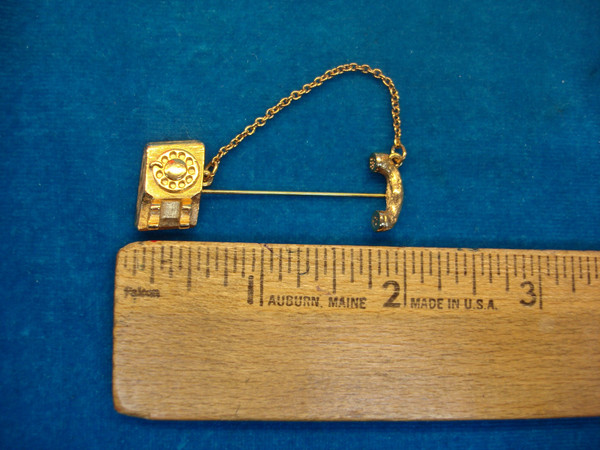 Vintage Gold Tone Dial Telephone Stick Pin - Estate Find, Excellent Condition