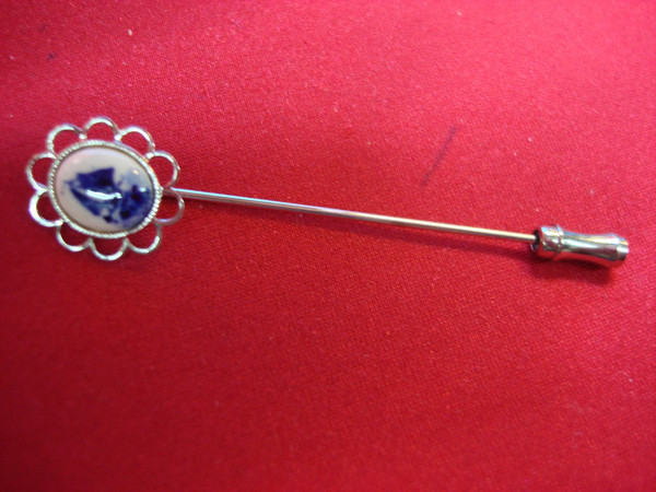 Vintage Blue Sailing Ship Stickpin - Unique Nautical Brooch