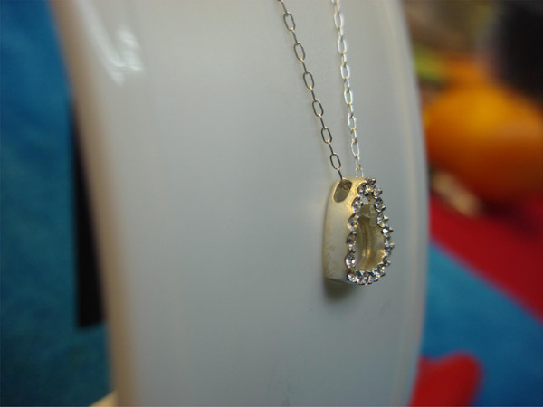 Sterling Silver Heart Pendant with Cubic Zirconia & 18