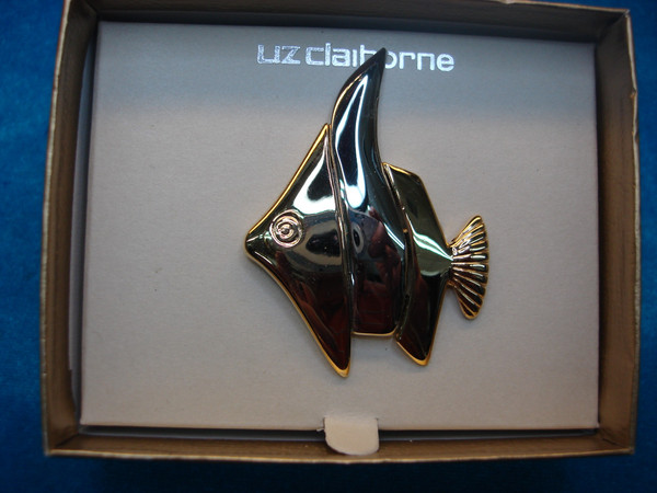 Liz Claiborne 2-Tone Fish Pin (Yellow Gold & Silver) - New In Box