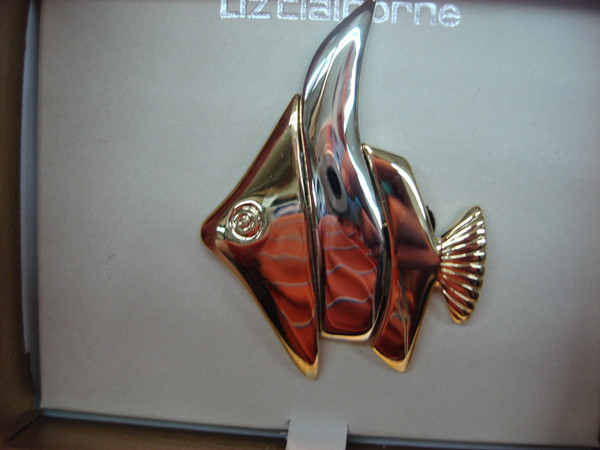 Liz Claiborne 2-Tone Fish Pin (Yellow Gold & Silver) - New In Box