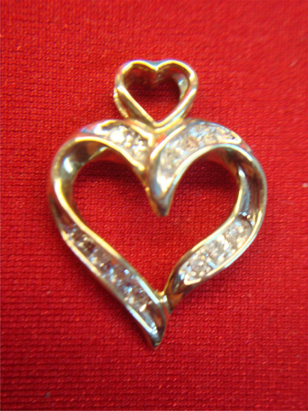 10K Yellow Gold Diamond Heart Slide Pendant - Petite & Sparkling