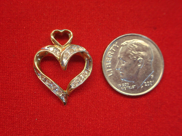 10K Yellow Gold Diamond Heart Slide Pendant - Petite & Sparkling