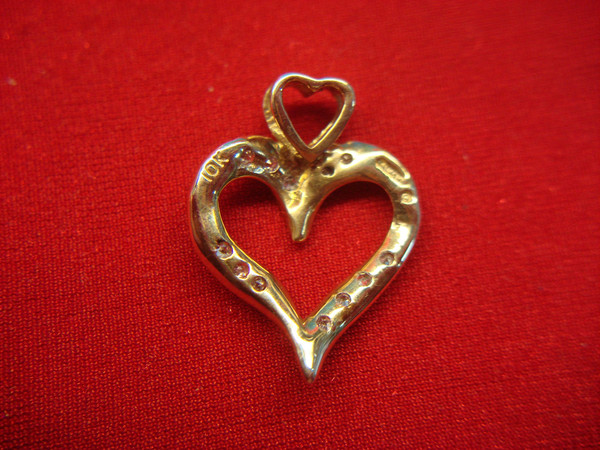 10K Yellow Gold Diamond Heart Slide Pendant - Petite & Sparkling