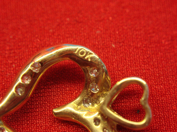 10K Yellow Gold Diamond Heart Slide Pendant - Petite & Sparkling