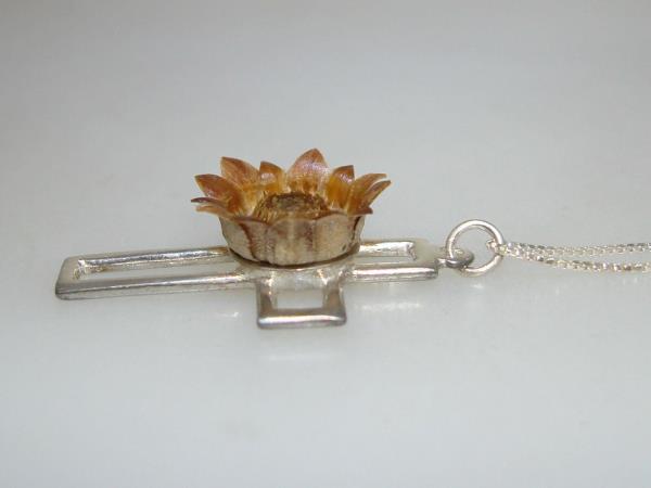 Sterling Silver Blessing Flower Cross Pendant Necklace - Blooms for 25 Years! (935 IL, Israel)