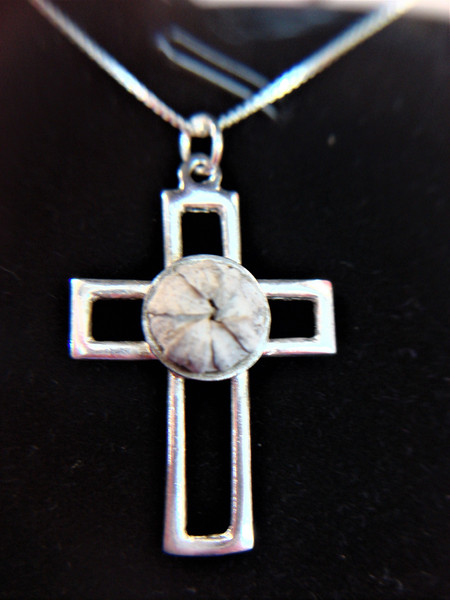 Sterling Silver Blessing Flower Cross Pendant Necklace - Blooms for 25 Years! (935 IL, Israel)