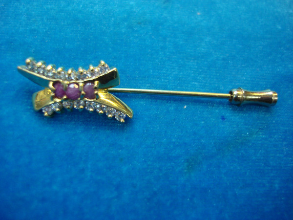 Gold-Plated Ruby & CZ Stick Pin - Sparkling Statement Jewelry