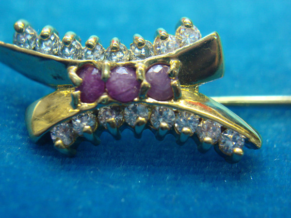 Gold-Plated Ruby & CZ Stick Pin - Sparkling Statement Jewelry