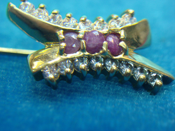 Gold-Plated Ruby & CZ Stick Pin - Sparkling Statement Jewelry