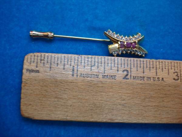 Gold-Plated Ruby & CZ Stick Pin - Sparkling Statement Jewelry