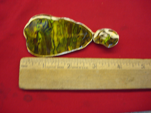 Large Abalone Hinged Pendant - Unique Lucite Accent, Pre-Owned Gem