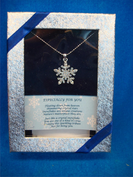 Silver Snowflake Pendant Necklace (16-18
