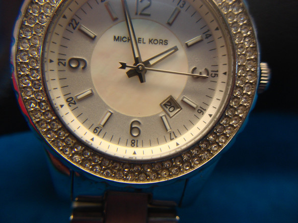 Michael Kors MK-5401 Women's Watch - MOP Dial, Stainless Steel Bracelet & CZ Stones