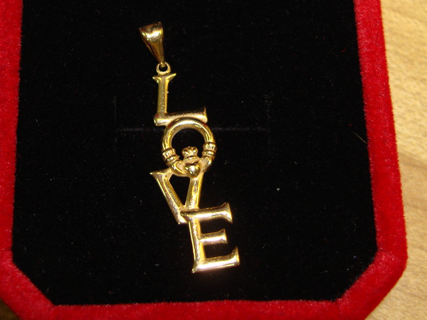 14K Gold Claddagh Love Pendant | Signed Ireland | Celtic Design  