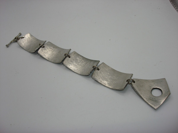 Vintage Alice Seely Pewter Bracelet (2000) - Artisan Crafted, Estate Find