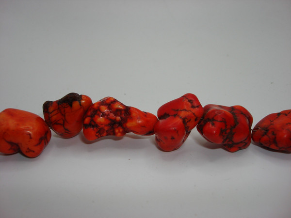 Red Turquoise Toggle Clasp Bracelet | 9 Polished Stones, 7 Inch