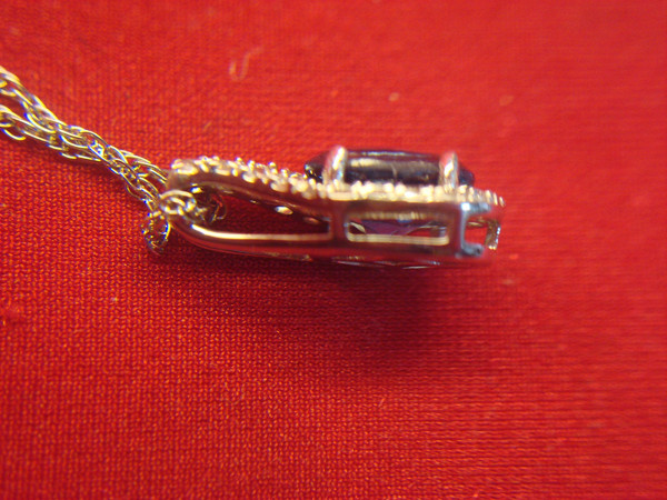 Sterling Silver Oval Topaz Pendant w/ White Topaz Accents & 18