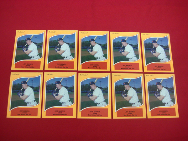 Vintage 1990 ProCards A/AA Stars Jeff Bagwell Rookie Card Lot (10 Cards) - New Britain Red Sox MiLB