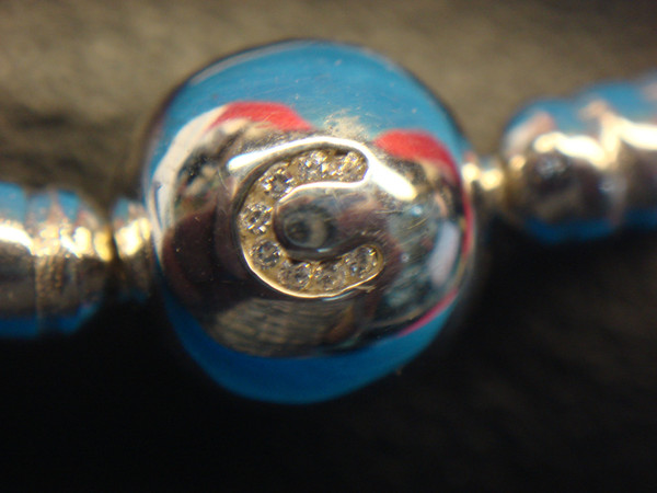 Camilia Sterling Silver Bangle Bracelet w/ Swarovski Crystals - 7