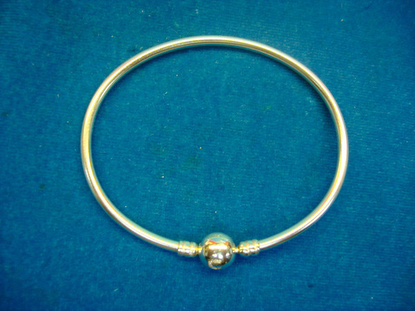 Camilia Sterling Silver Bangle Bracelet w/ Swarovski Crystals - 7
