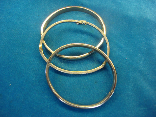 Set of 3 Sparkling Hinged Bangle Bracelets - Triple Bling, Pre-Owned