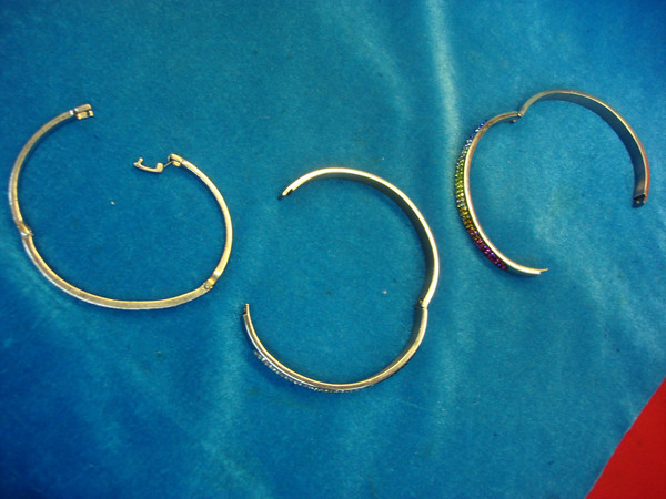 Set of 3 Sparkling Hinged Bangle Bracelets - Triple Bling, Pre-Owned