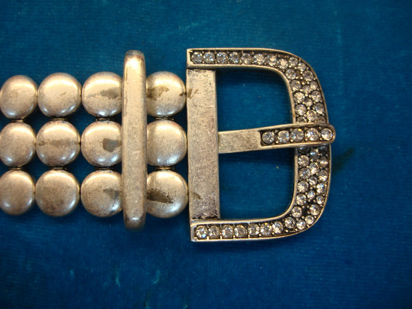Vintage Chunky Buckle Bracelet - Sparkling Silver Tone Statement Piece