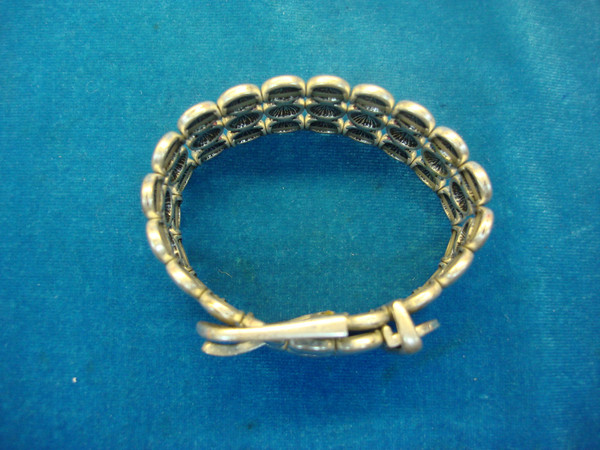 Vintage Chunky Buckle Bracelet - Sparkling Silver Tone Statement Piece