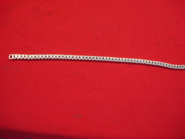 Sparkling Sterling Silver Bracelet with Square Clear Stones - Pre-Owned (7.5 inch)