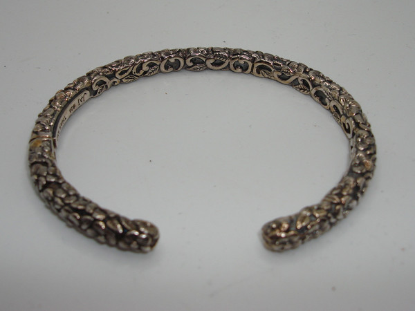 John Hardy Forget Me Knot Sterling Silver Hinged Bangle Bracelet (Signed Jai, 925)