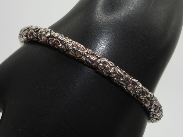 John Hardy Forget Me Knot Sterling Silver Hinged Bangle Bracelet (Signed Jai, 925)
