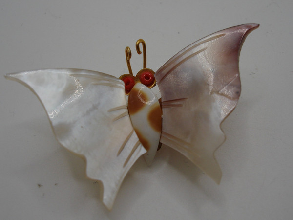 Vintage Iridescent Abalone Butterfly Brooch Pin - 2 Inch Statement Piece