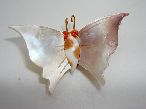 Vintage Iridescent Abalone Butterfly Brooch Pin - 2 Inch Statement Piece