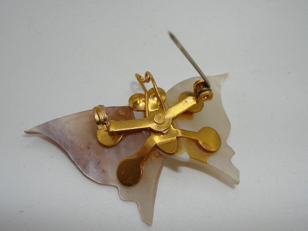 Vintage Iridescent Abalone Butterfly Brooch Pin - 2 Inch Statement Piece