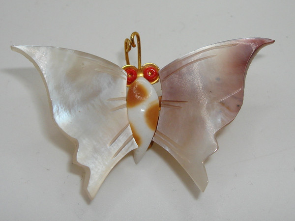 Vintage Iridescent Abalone Butterfly Brooch Pin - 2 Inch Statement Piece